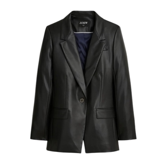 J Crew Willa Faux Leather Blazer Black Size 2 NEW - Picture 4 of 14